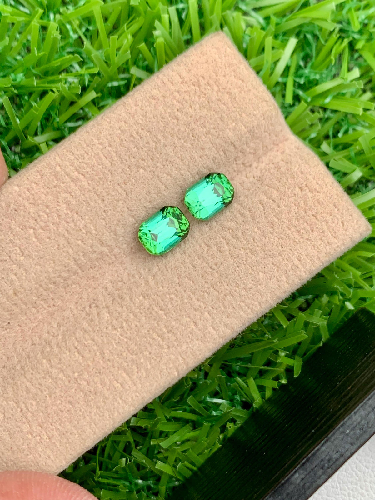 Blue Green Tourmaline Stone Pair: Cushion Cut Gemstones, 2.10 CT