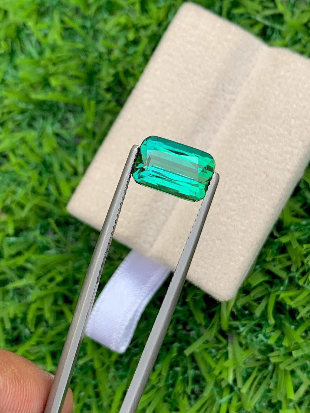 Bluish Green Tourmaline Gemstone: 3.40 CT Cushion Cut, Afghanistan Origin