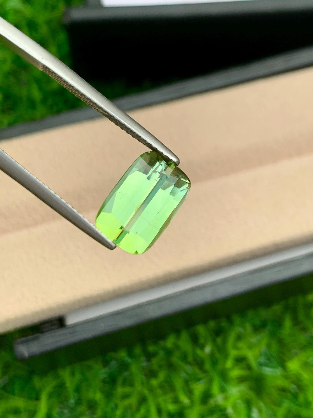 Yellowish Green Tourmaline Gemstone: 5.00 Carat Faceted Cushion Cut