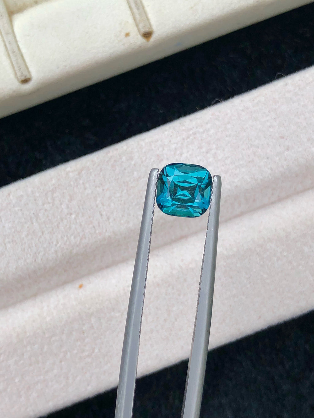 Lagoon Blue Tourmaline Stone: 1.85 CT Faceted Cushion Gemstone