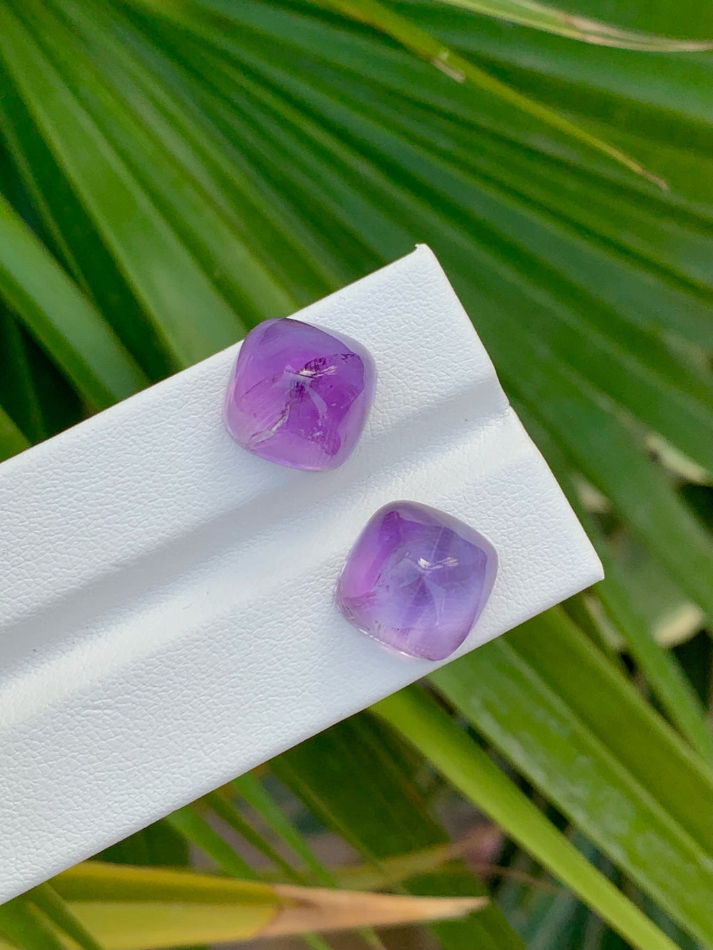 Amethyst Cabochon Pair: Deep Purple Sugarloaf Gemstones, 20.55 Carat