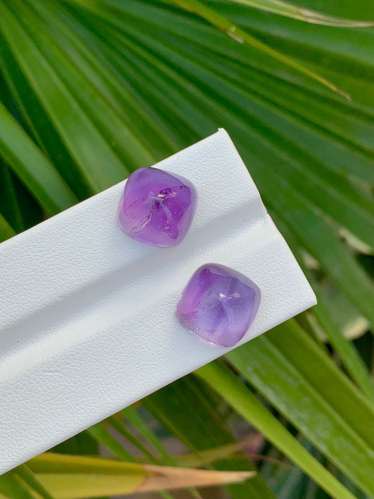 Amethyst Cabochon Pair: Deep Purple Sugarloaf Gemstones, 20.55 Carat