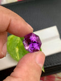 Deep Purple Amethyst Gemstone: 11.55 CT Fancy Flower Cut