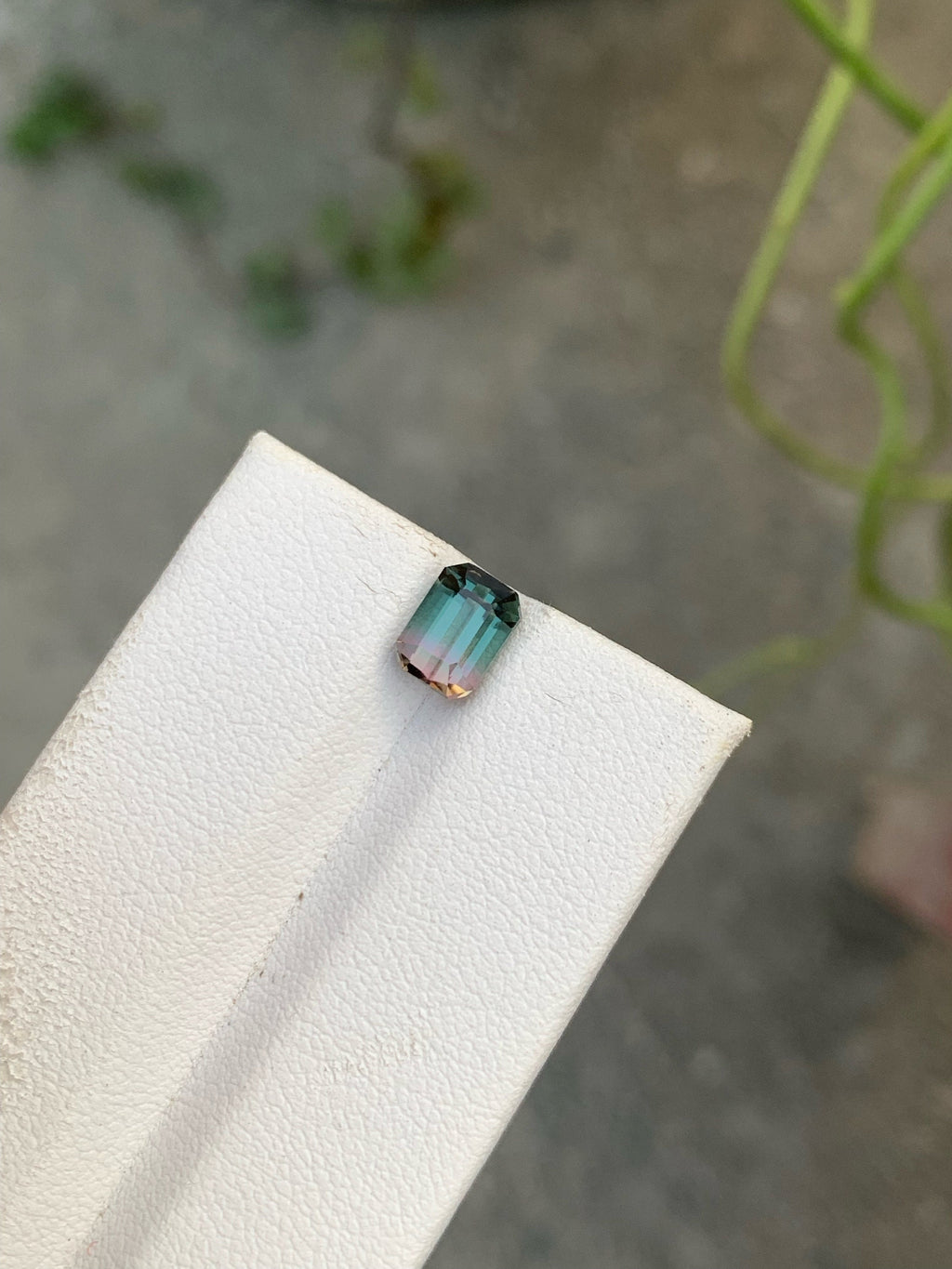 Bi-Color Tourmaline Loose Gemstone: Emerald Cut, 1.40 CT