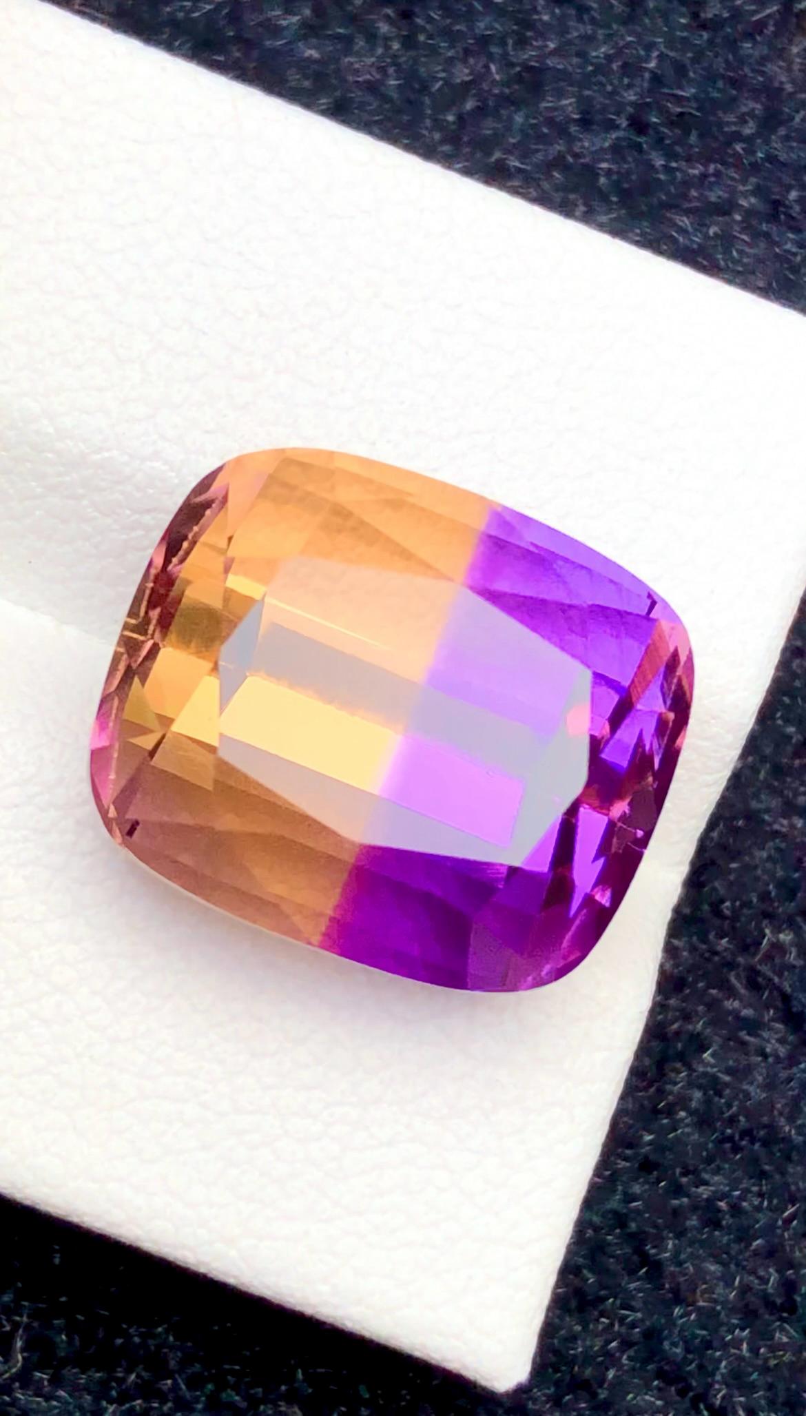 Bi-Color Ametrine 15ct Cushion Cut – Gemstone from Brazil