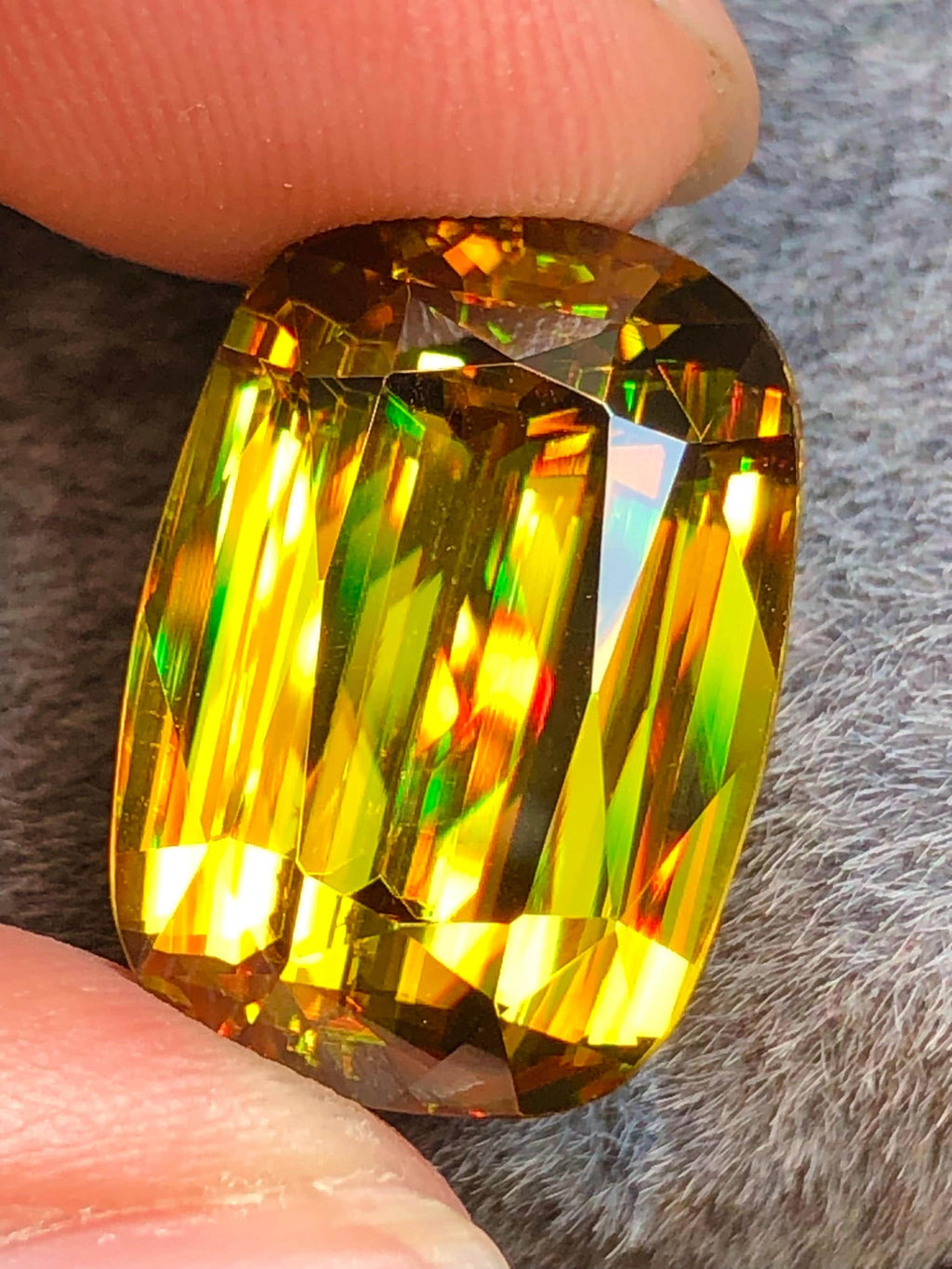 Cushion Cut Sphene Gemstone: Greenish Yellow Titanite, August Birthstone