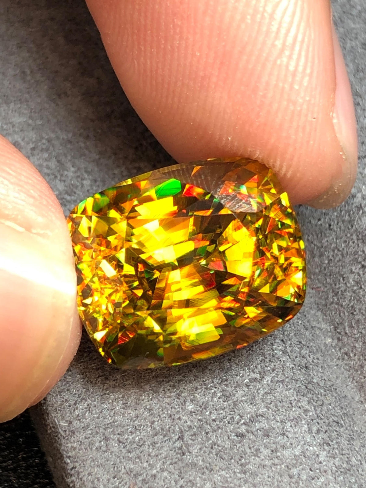 Primum Quality  Cushion Cut Sphene Gemstone: Greenish Yellow Titanite, August Birthstone