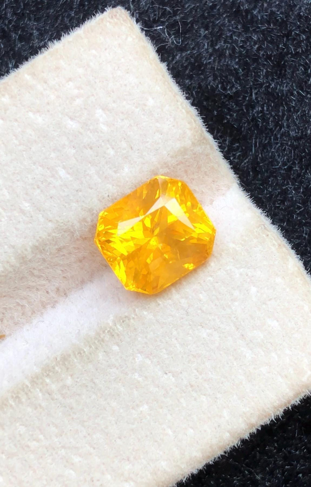 4.05 CT Yellow Sapphire Gemstone: Ascher Cut, Faceted Ring Stone