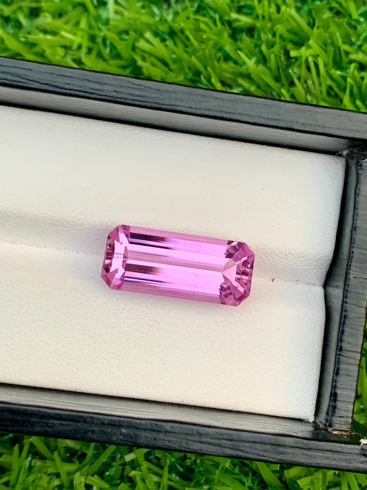 Emerald Cut Pink Kunzite Gemstone: 13.30 Carat, Afghanistan