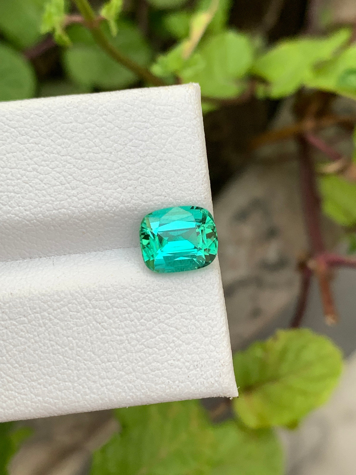 Natural Blue-Green Tourmaline Gemstone: Cushion Cut, 2.00 Carat