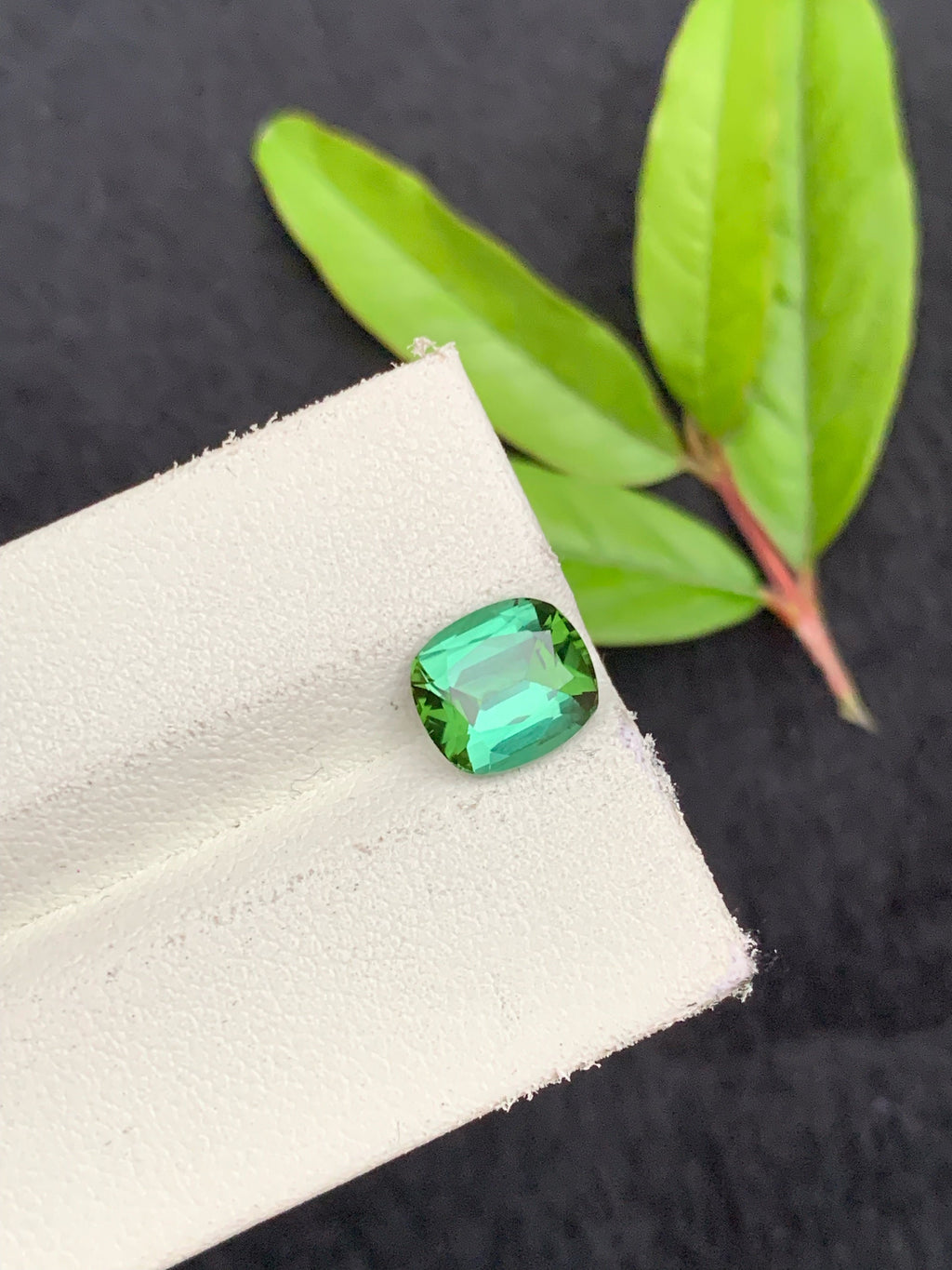 Cushion Cut Bluish Green Tourmaline Gemstone - 1.45 Carat