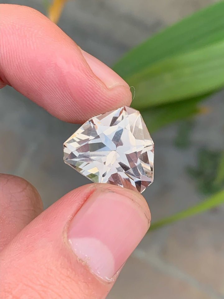 Faceted Yellow Topaz Gemstone: 22.35 CT Triangular Cut, November Birthstone