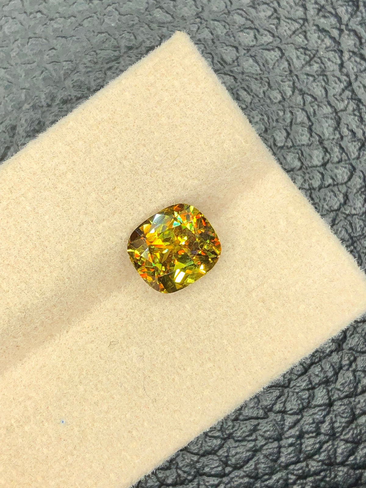 Green Sphene Gemstone: 2.45 CT Cushion Cut Jewelry Stone