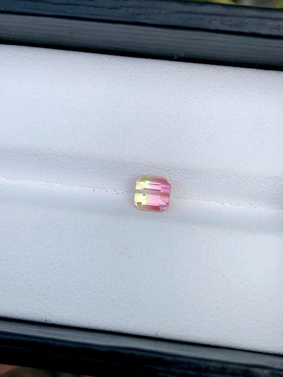 Emerald Cut Bi-Color Tourmaline Gemstone: Peach Pink/Blizzard Blue, 0.65 CT