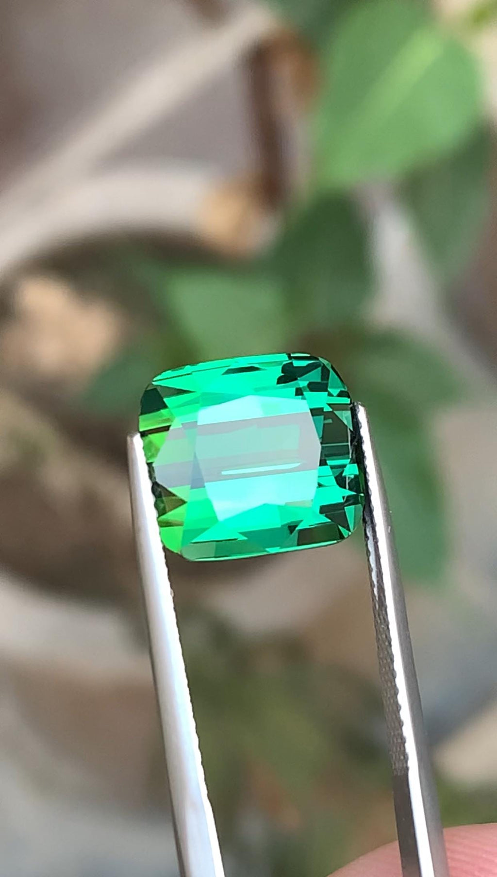 9.70 CT Bluish Green Tourmaline Gemstone: Cushion Cut, Afghanistan Origin