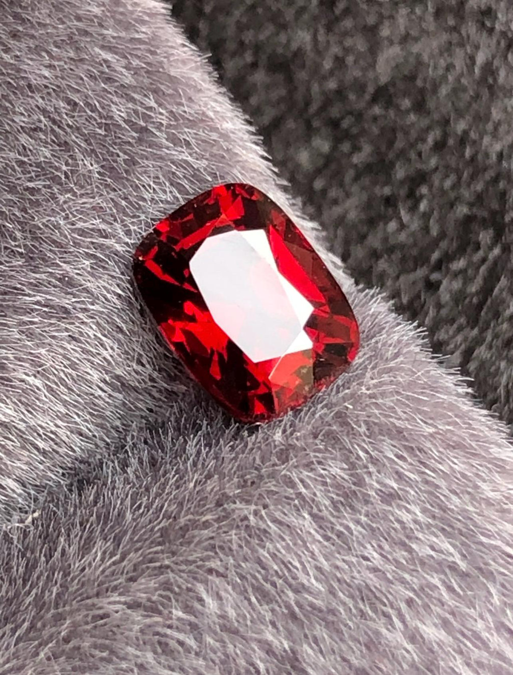 Vivid Red Spinel 1.58ct Step Cushion Cut - Burma Gemstone Loose Stone