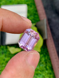 AAA Pink Kunzite Gemstone: Emerald Cut November Birthstone, 13.95 CT
