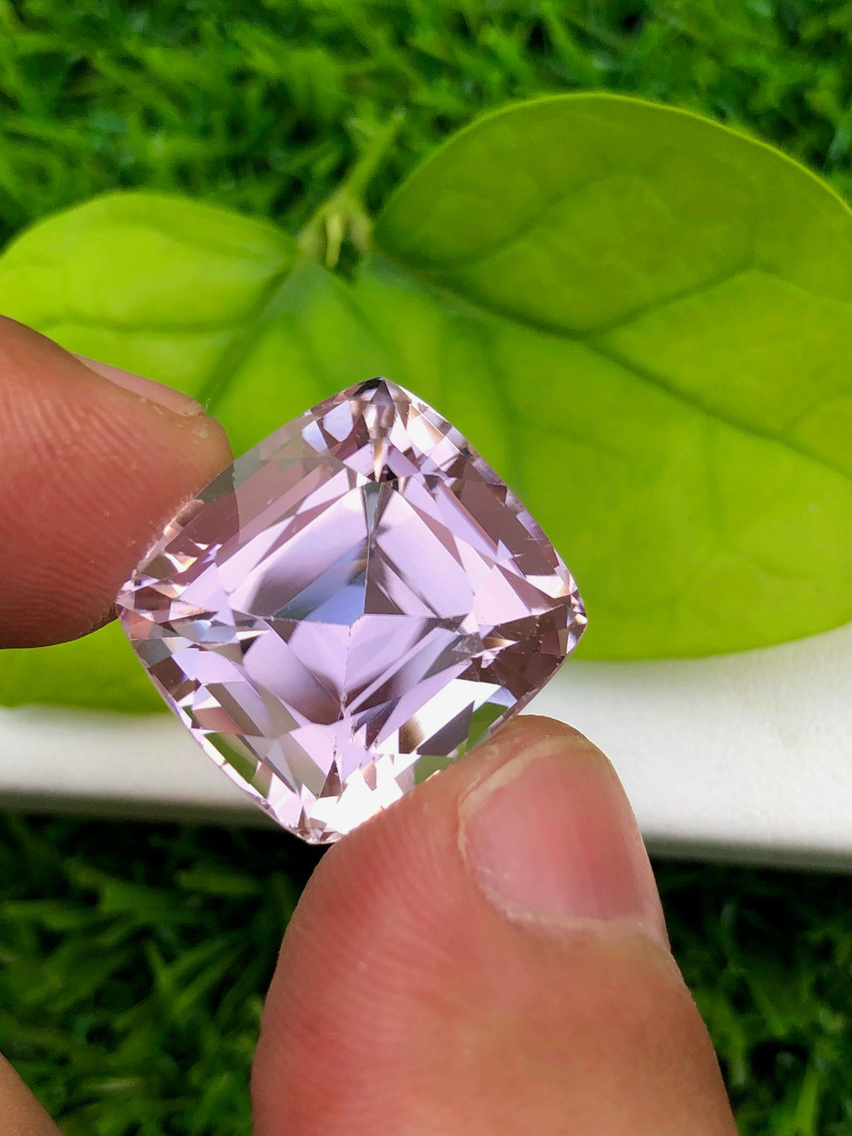 Peach Pink Kunzite Gemstone: Faceted Cushion Cut, 26.25 CT