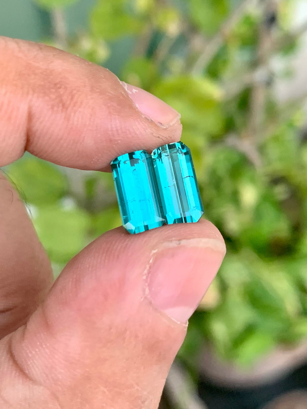 Blue Lagoon Tourmaline Pair: Faceted Emerald Cut, October Birthstone
