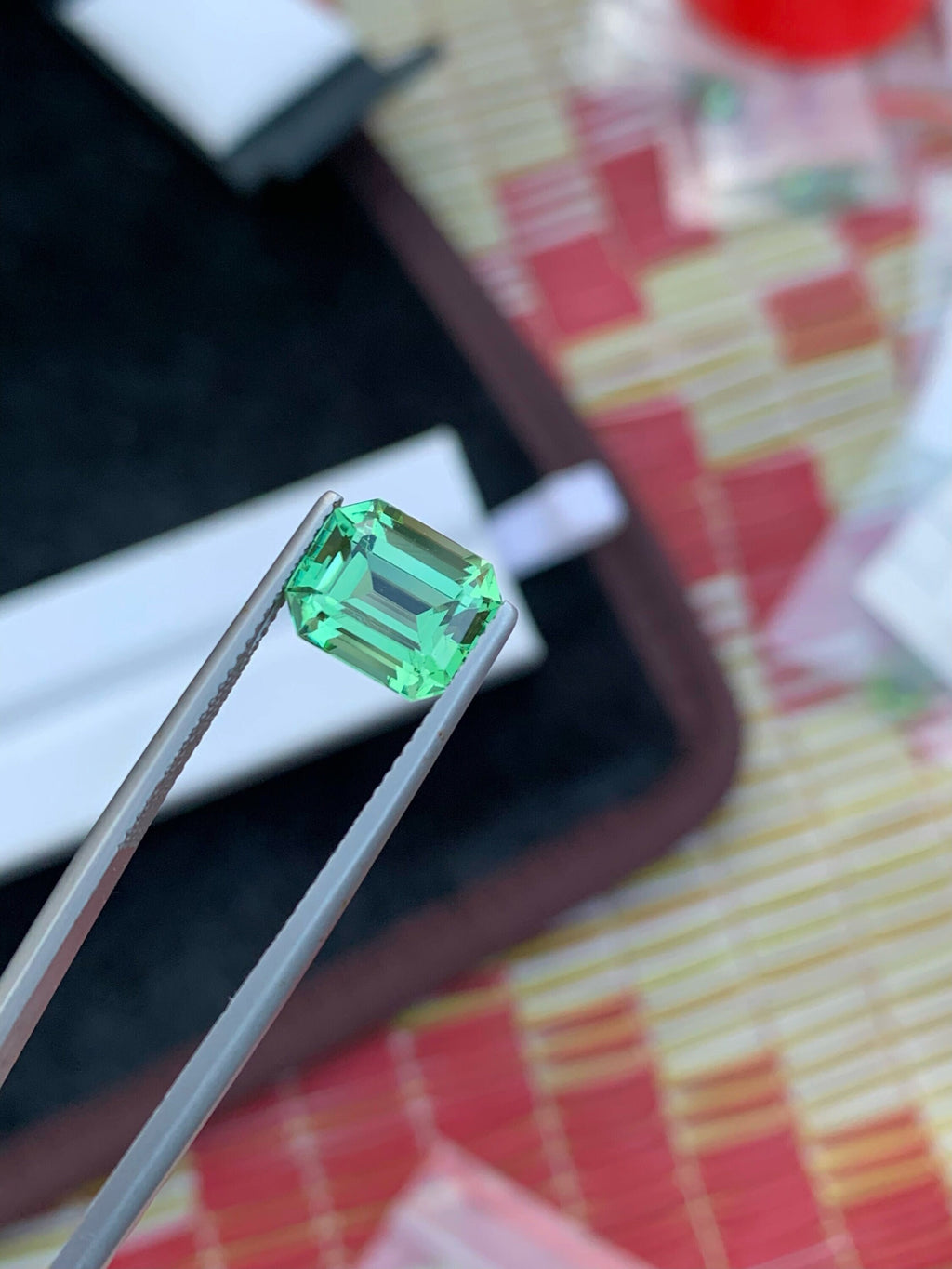 Emerald Cut Green Tourmaline Gemstone: Bluish Green Jewelry Stone, 3.70 CT