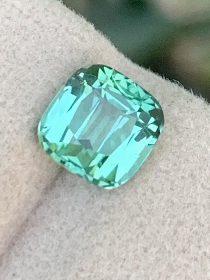 2.25 CT Blue Green Tourmaline Gemstone: Cushion Cut, Afghanistan