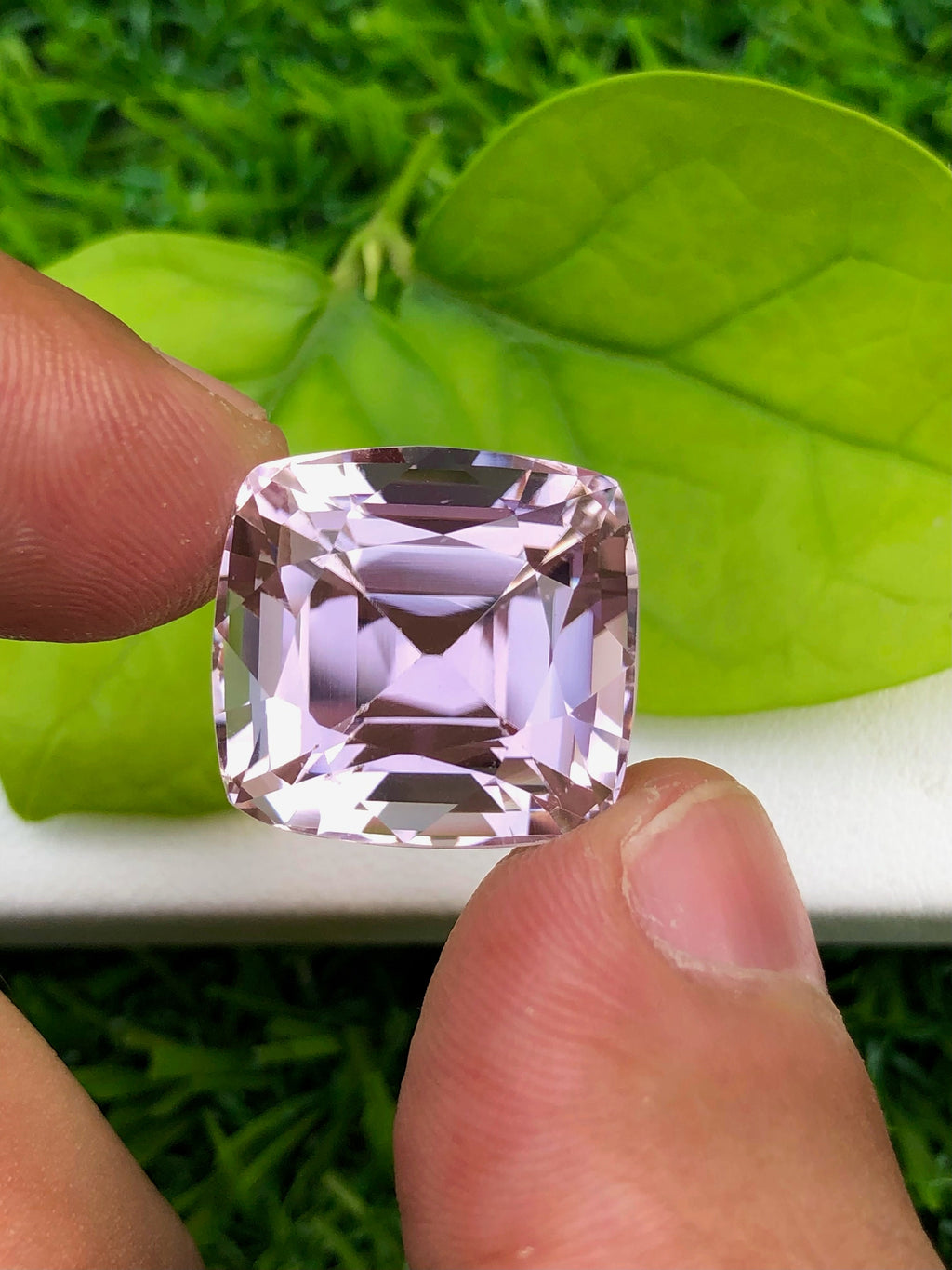 Peach Pink Kunzite Gemstone: Faceted Cushion Cut, 26.25 CT