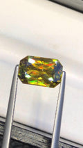 Emerald Cut Sphene Gemstone: Rare Trichroic Titanite, 3.35 CT