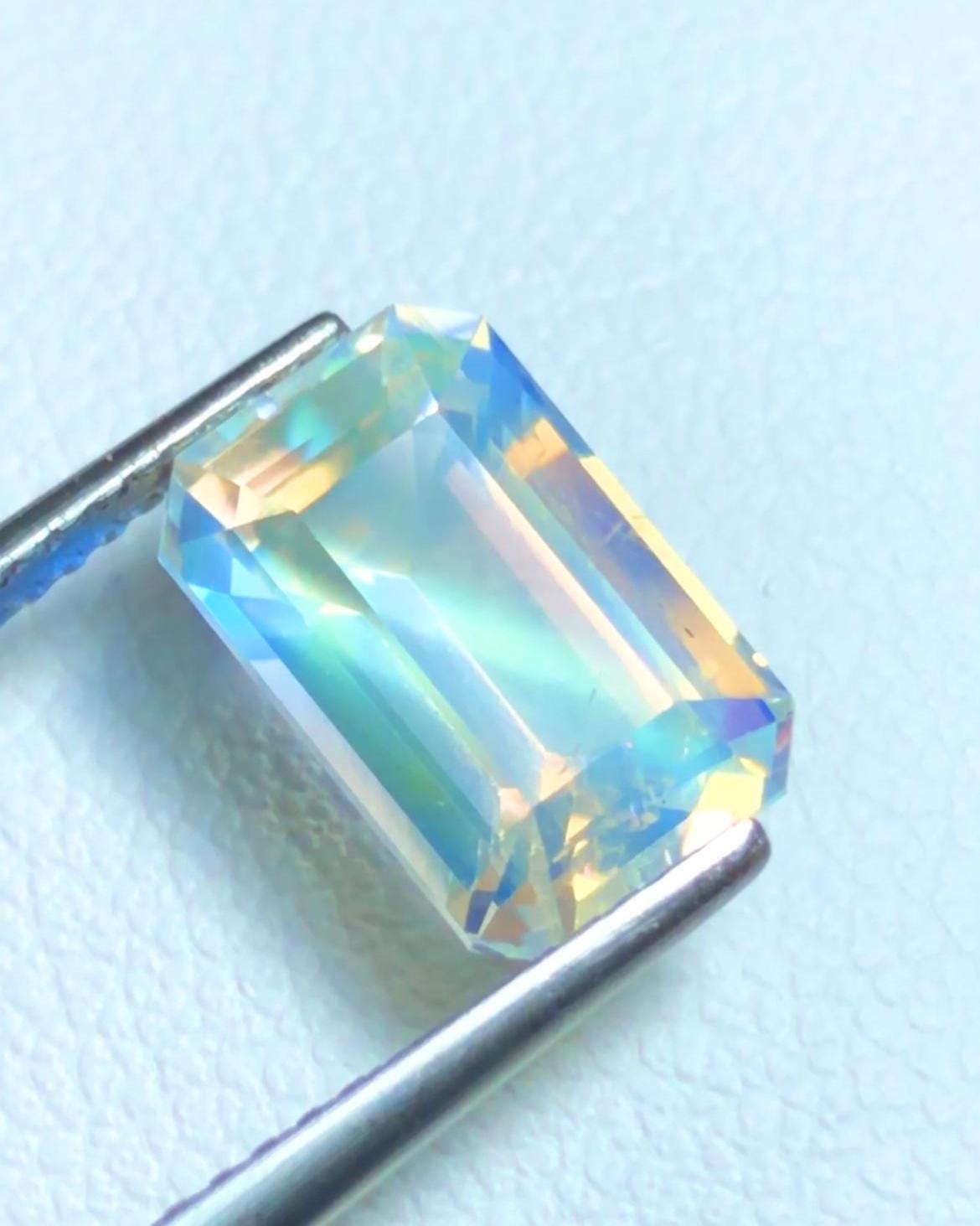 Rainbow Moonstone 3.29ct Emerald Cut Loose Gemstone – Madagascar