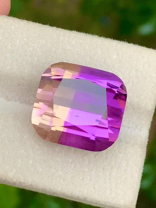 Ametrine 21.40ct Cushion Cut • Bi-Color Gemstone from Bolivia