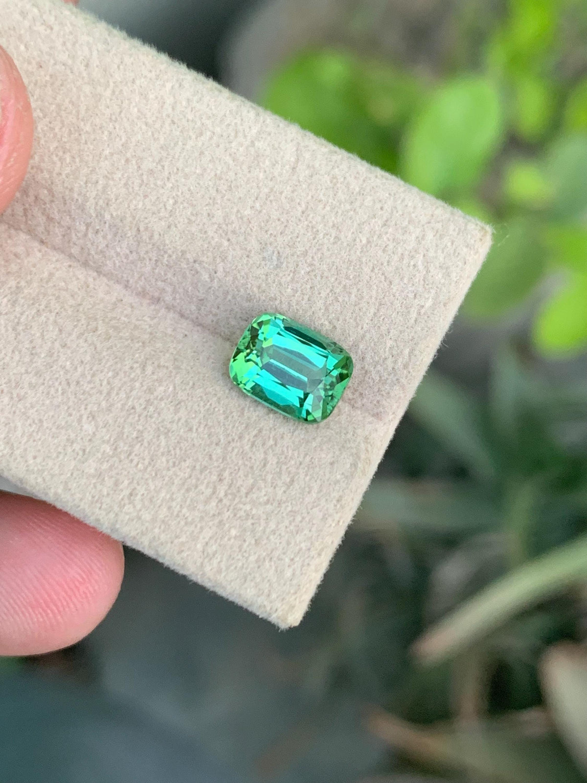 2.10 CT Natural Bluish Green Tourmaline Gemstone: Cushion Cut Stone