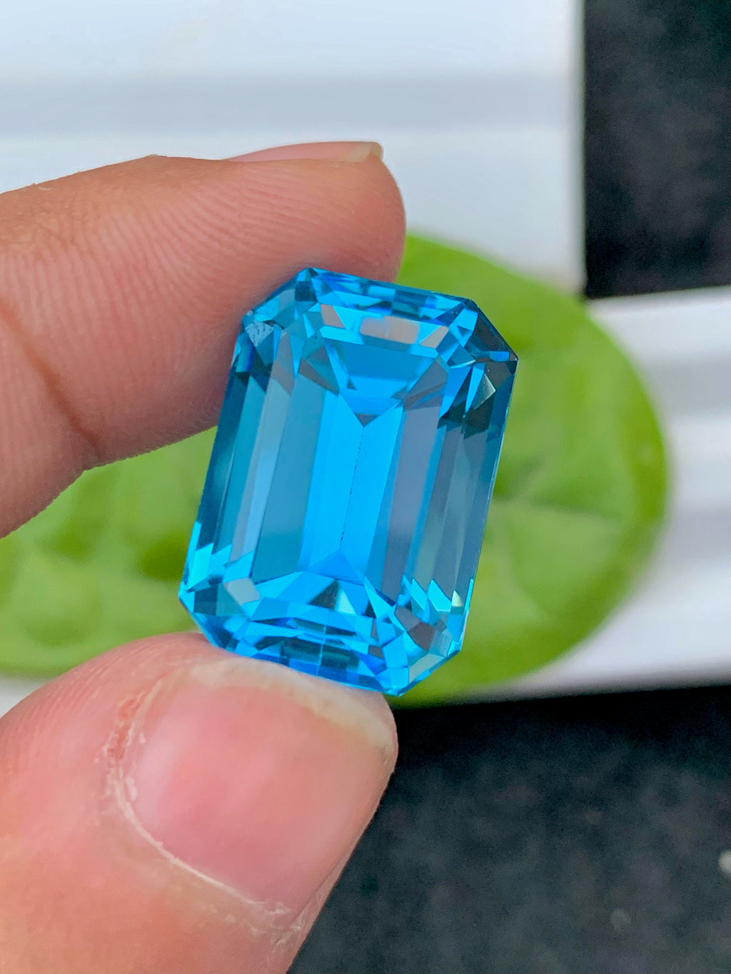 Swiss Blue Topaz Gemstone: 34.95 CT Emerald Cut, December Birthstone
