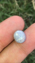 Grayish Blue Star Sapphire Gemstone: Oval Faceted Ring Stone, 5.33 CT