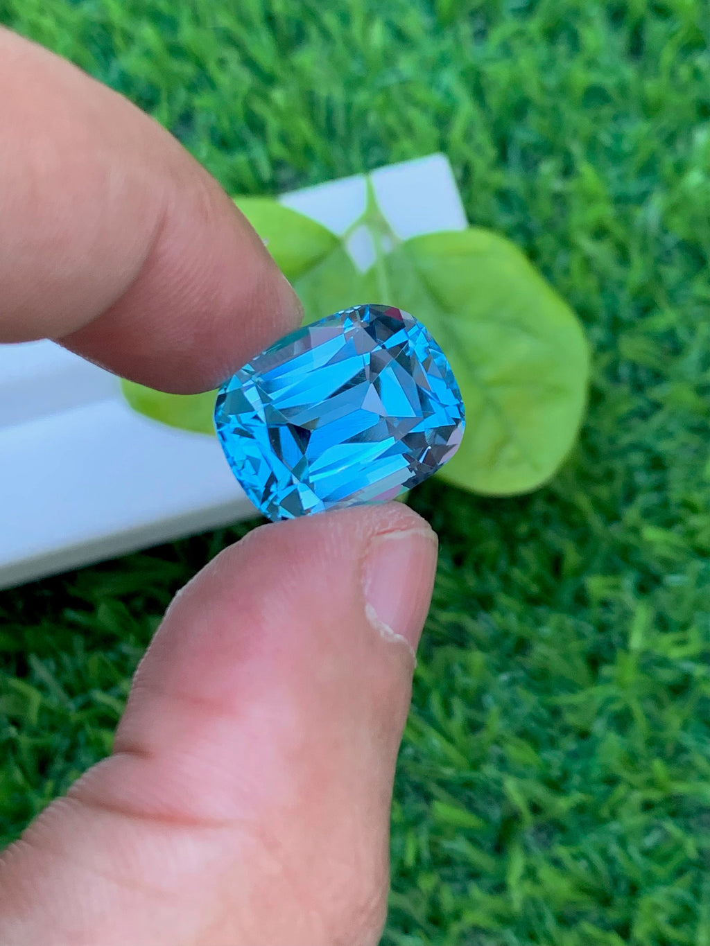 20.00 CT Swiss Blue Topaz Gemstone: Cushion Cut, Flawless
