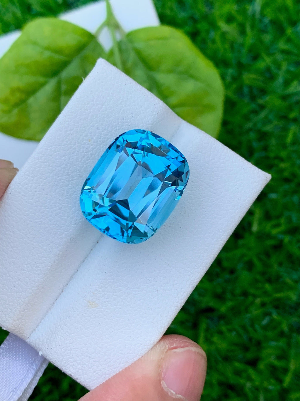 20.00 CT Swiss Blue Topaz Gemstone: Cushion Cut, Flawless