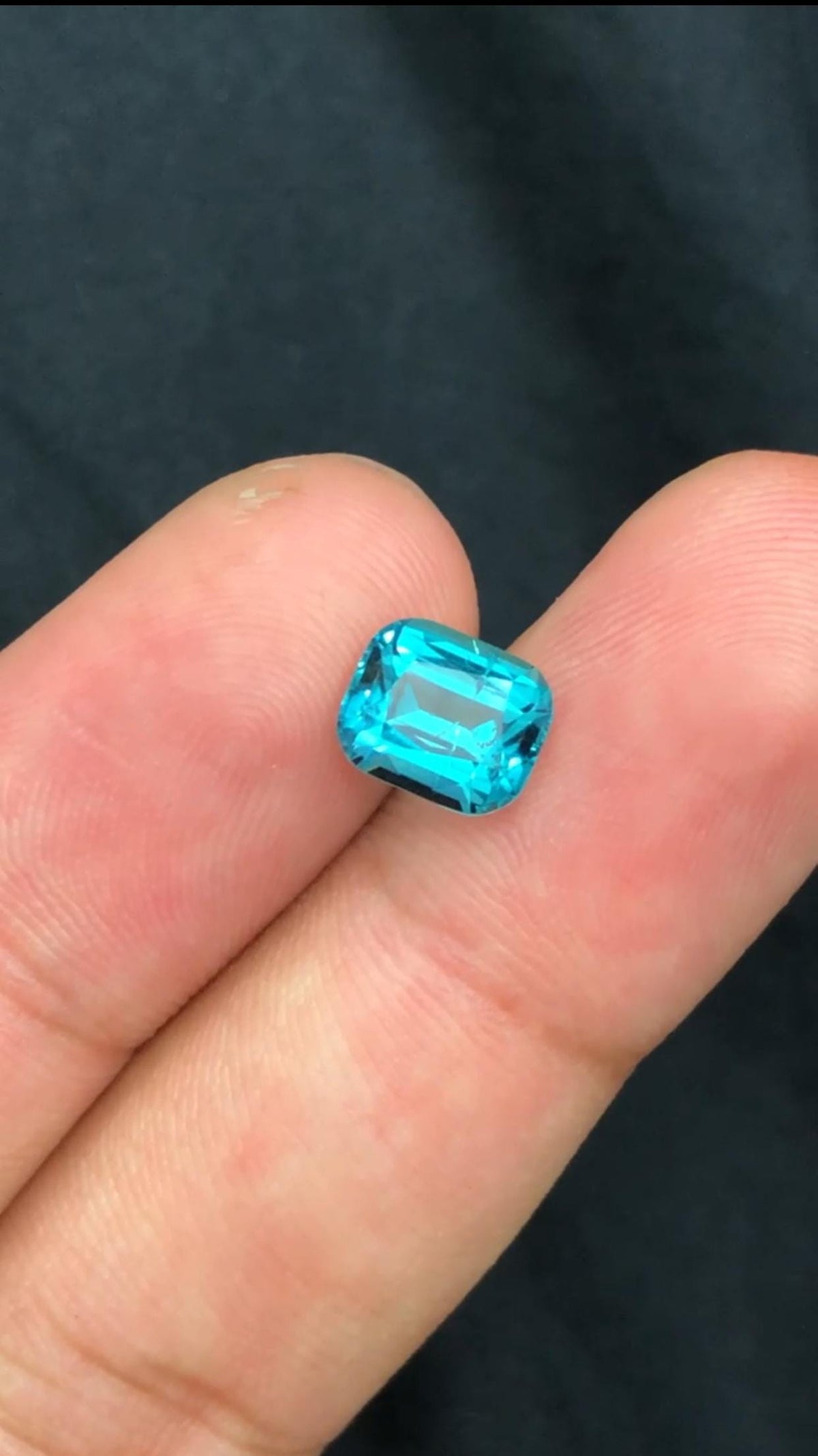 Neon Blue Tourmaline 2.25 Carat Cushion Cut Eye Clean Loose Gemstone from Afghanistan