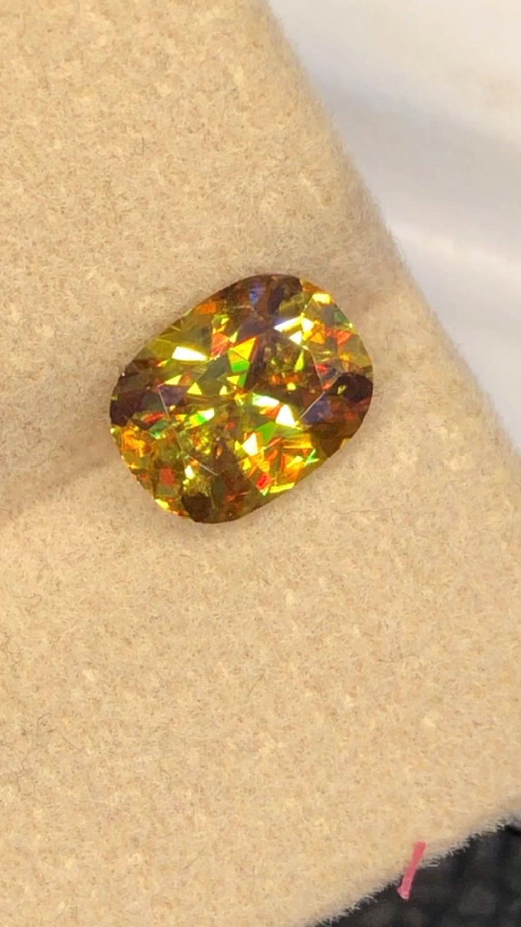 Cushion Cut Sphene Gemstone: 1.75 CT Yellow-Red Titanite, Zagi Mine