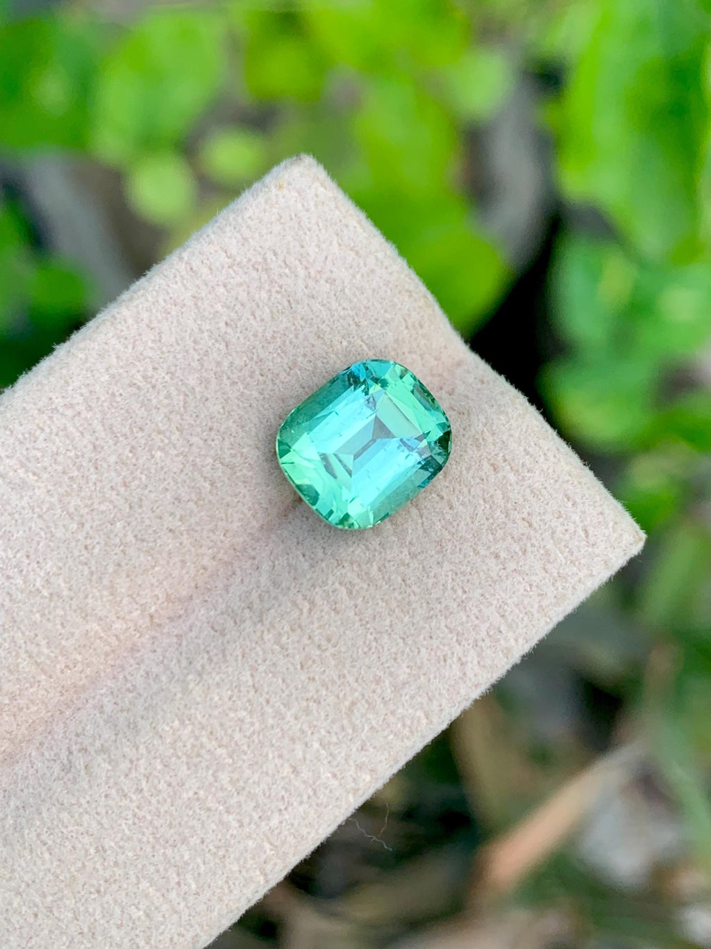 4 CT Bluish Green Tourmaline Gemstone: Cushion Cut, Afghanistan