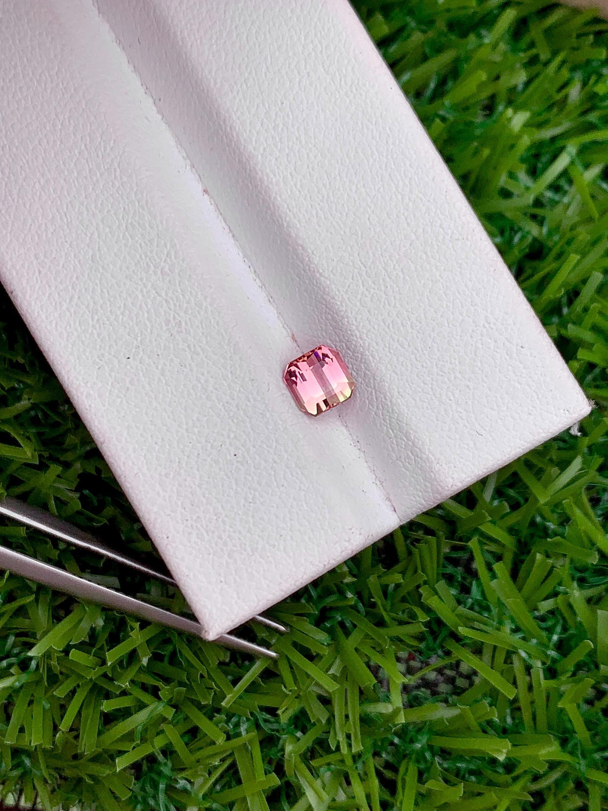 Bi-Color Tourmaline Gemstone: 0.75 CT Faceted Emerald Cut Stone