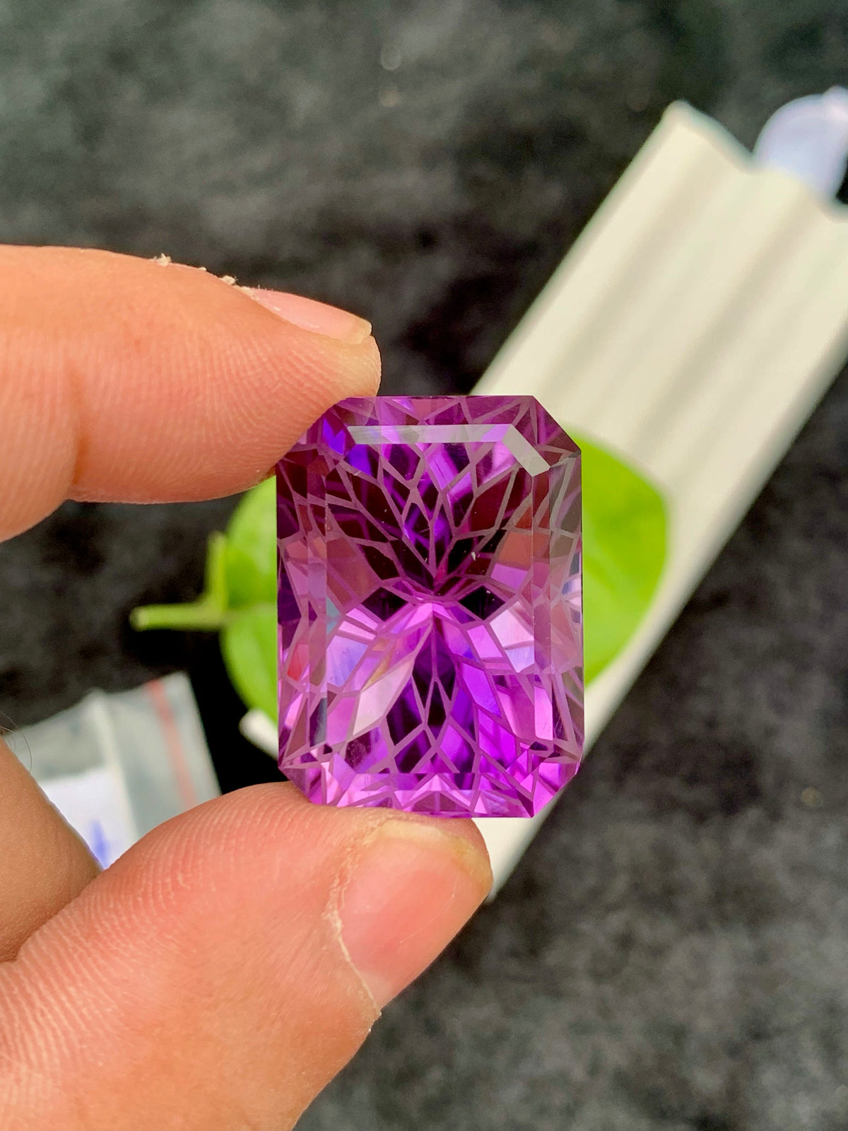 Precision Flower Cut Amethyst Loose Gemstone Big Size - 46.40 Carats