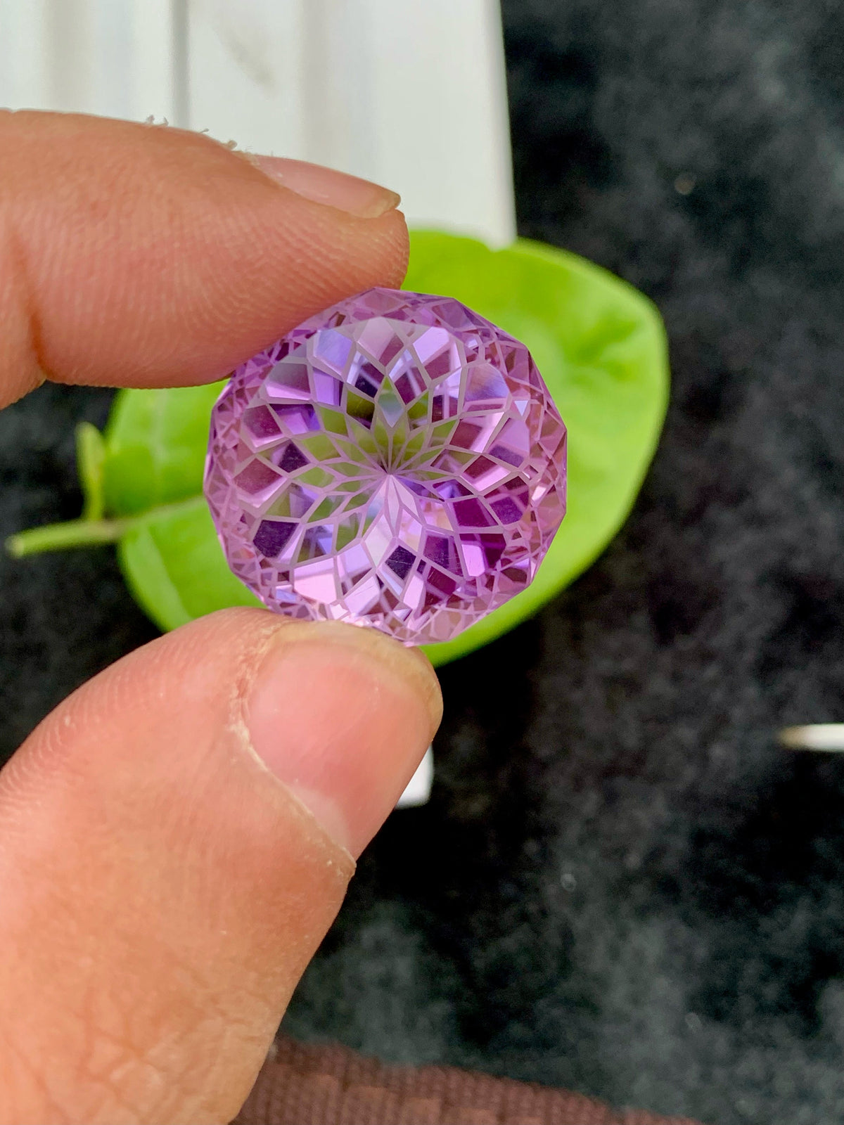 Purple Pink Amethyst Gemstone: Precision Flower Cut, Loupe Clean (29.10 CT)