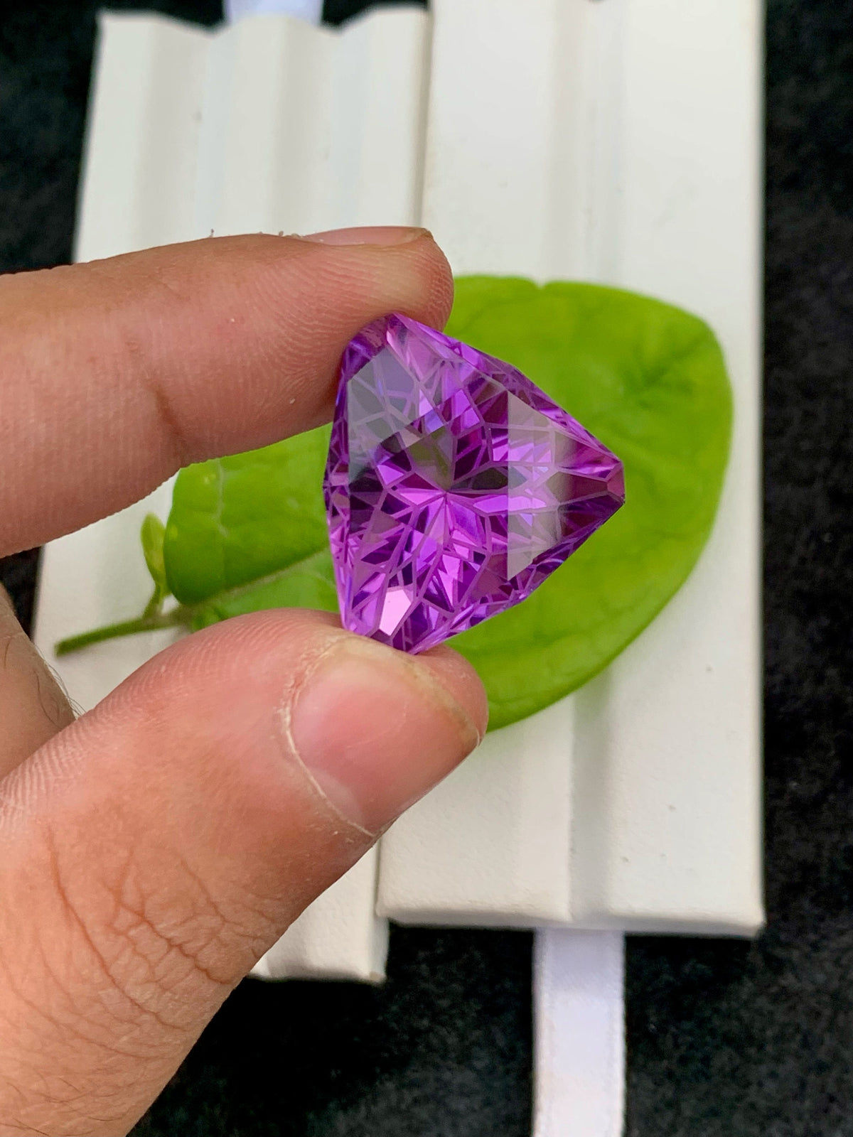 Purple Amethyst Gemstone: 29.55 CT Triangular Faceted February Birthstone