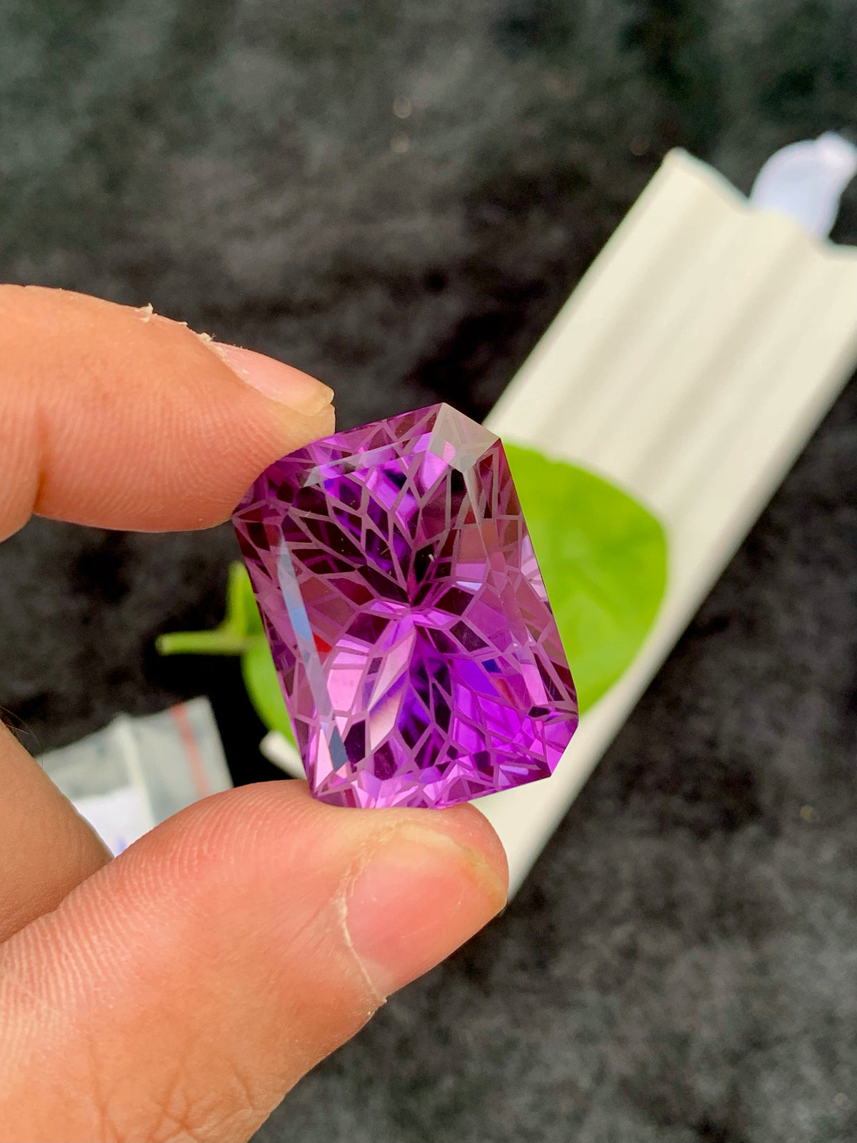 Precision Flower Cut Amethyst Loose Gemstone Big Size - 46.40 Carats