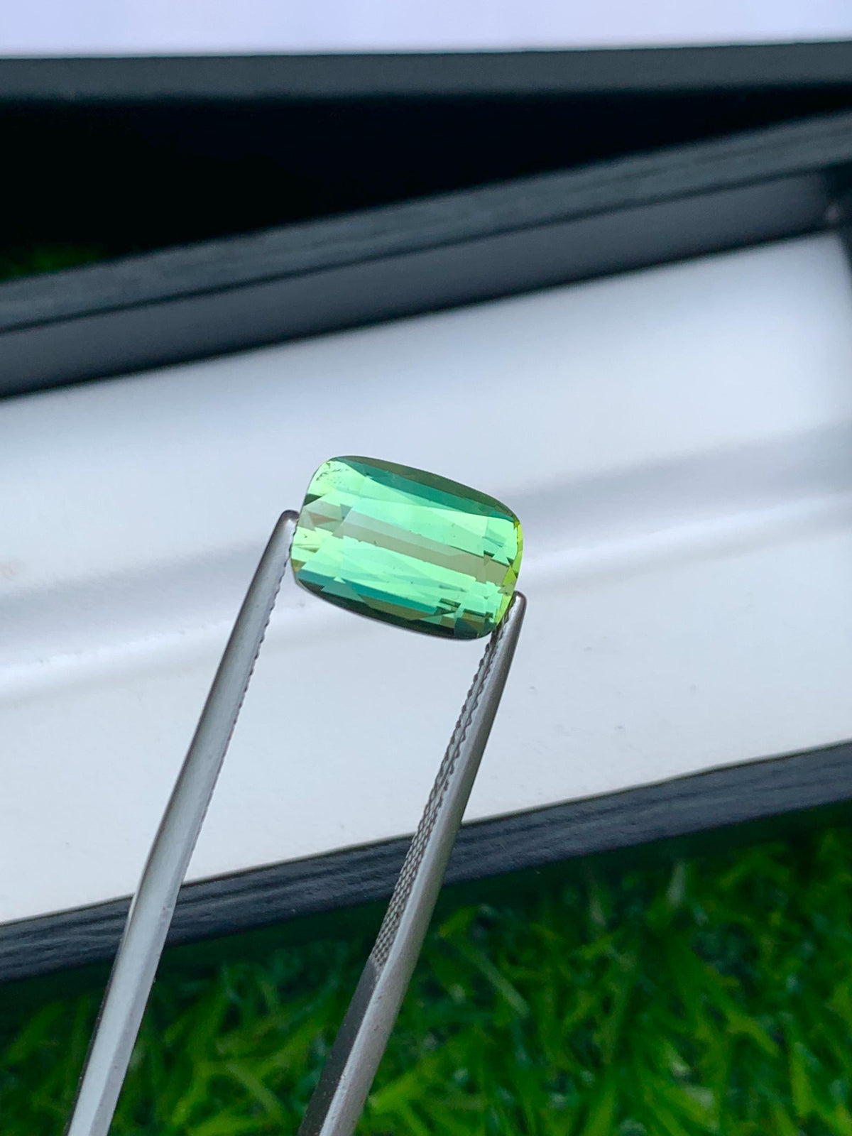 Lime Green Tourmaline Gemstone: 4.95 CT Faceted Cushion Cut