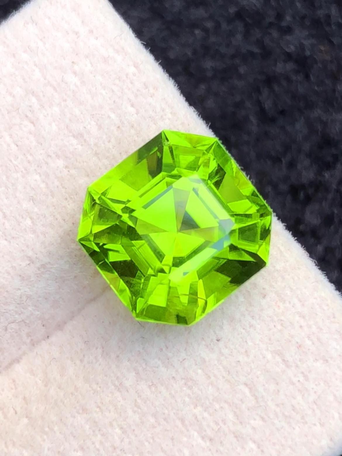 Green Peridot 4.60ct Asscher Cut Supat Valley Pakistan