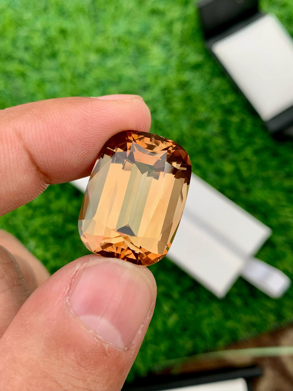 40.85 Carat Champagne Topaz Gemstone: Cushion Cut Natural Stone From Brazil