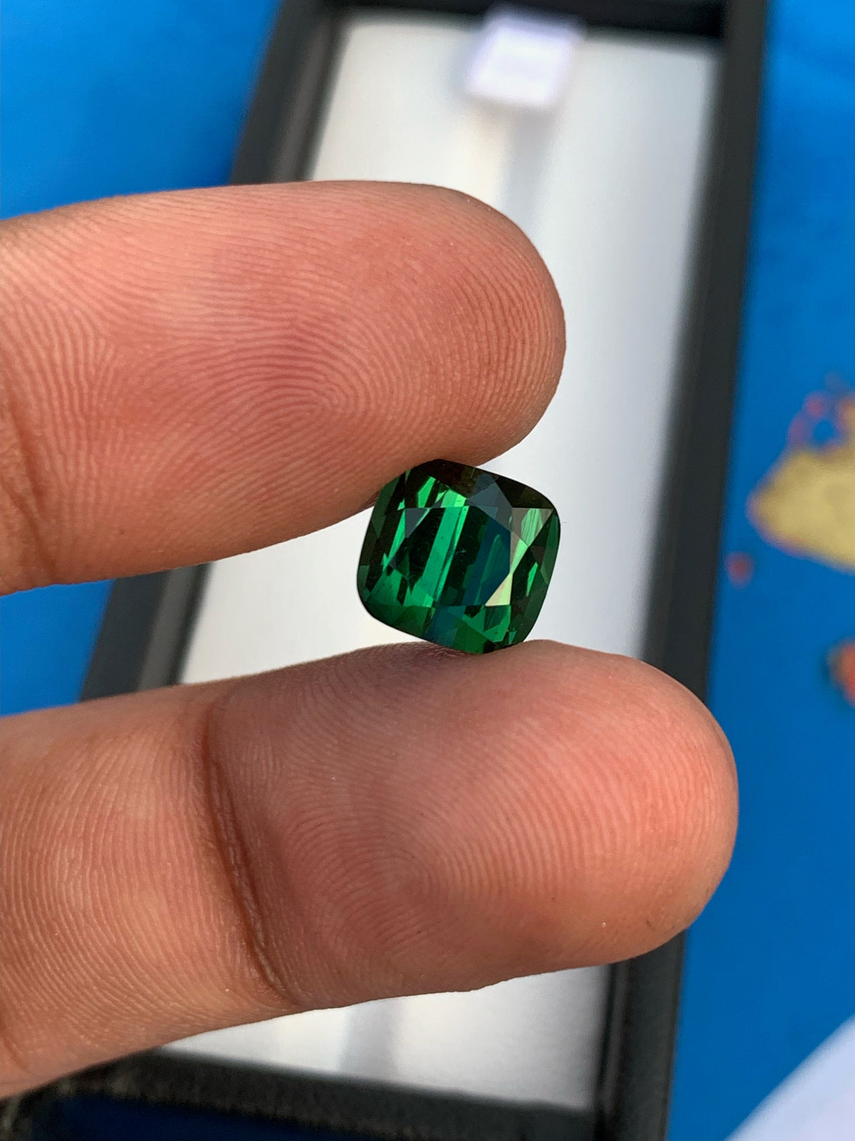 Bottle Green Tourmaline: 3.85 CTS Cushion Cut Gemstone, Afghanistan Origin