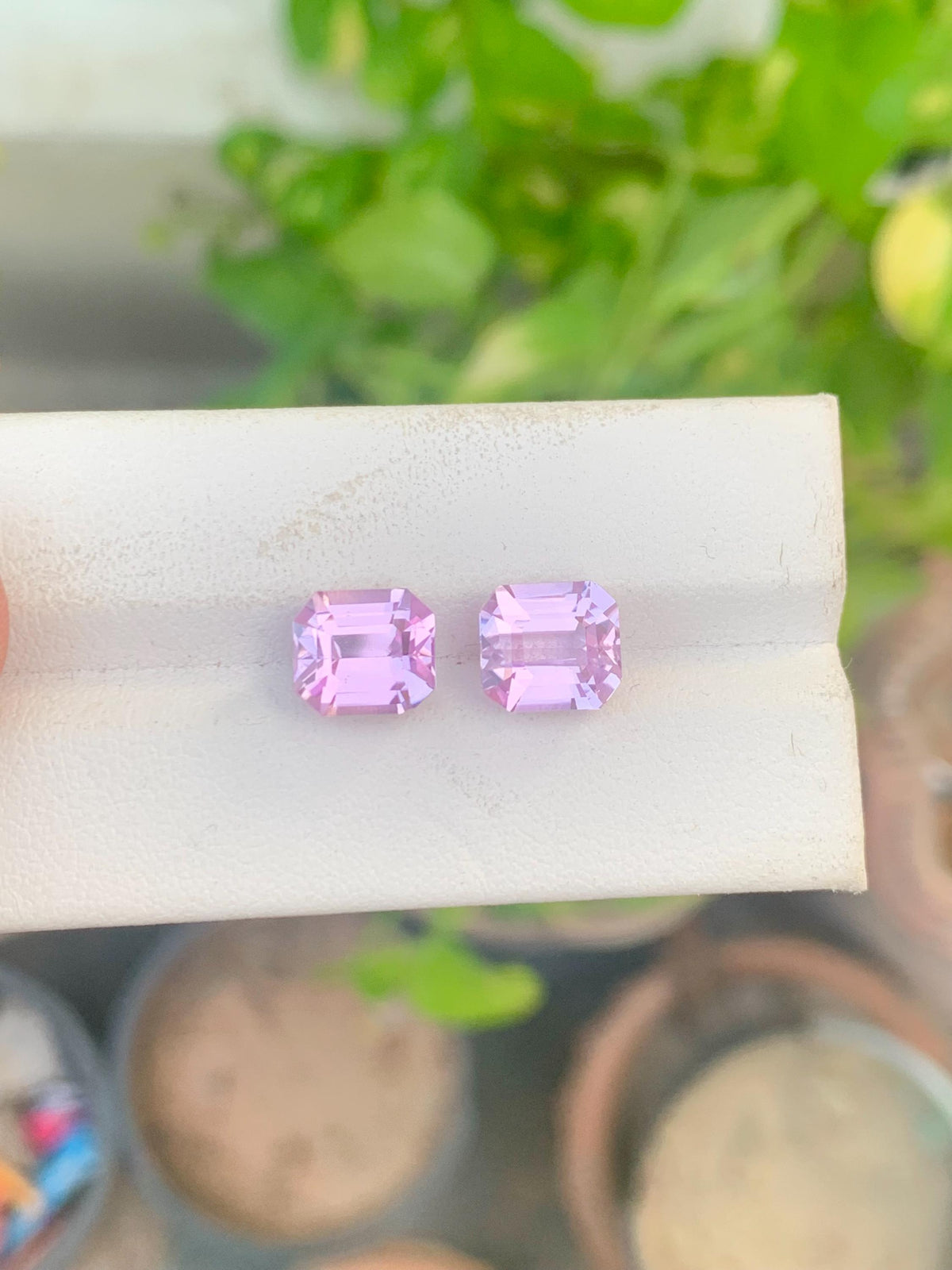 Emerald Cut Pink Kunzite Pair: Natural Gemstone, 9.10 CT