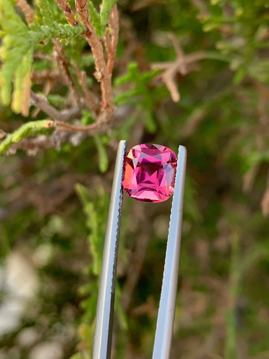 2.25 CT Deep Pink Tourmaline Gemstone: Cushion Cut, Afghanistan Origin