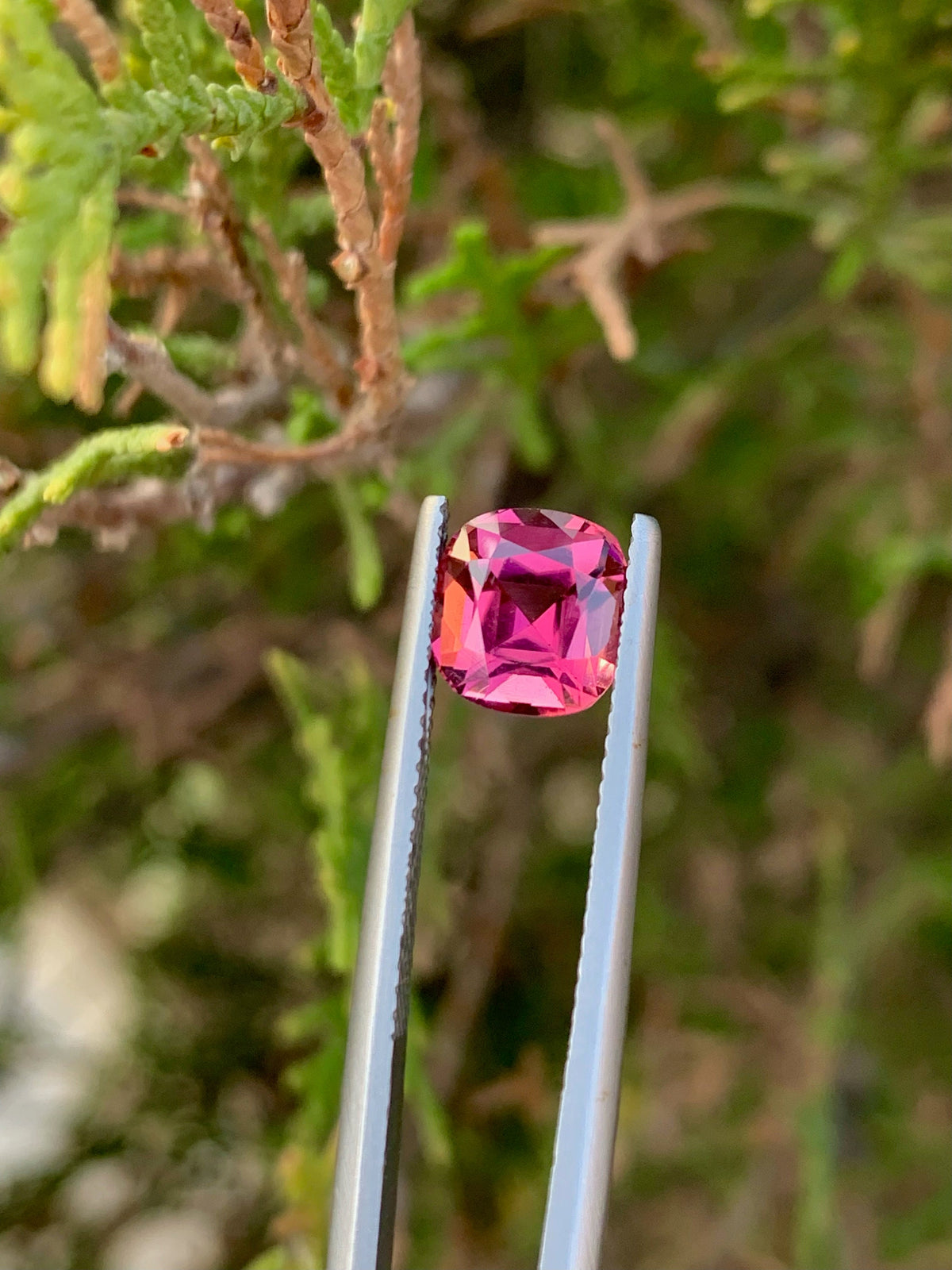 2.25 CT Deep Pink Tourmaline Gemstone: Cushion Cut, Afghanistan Origin