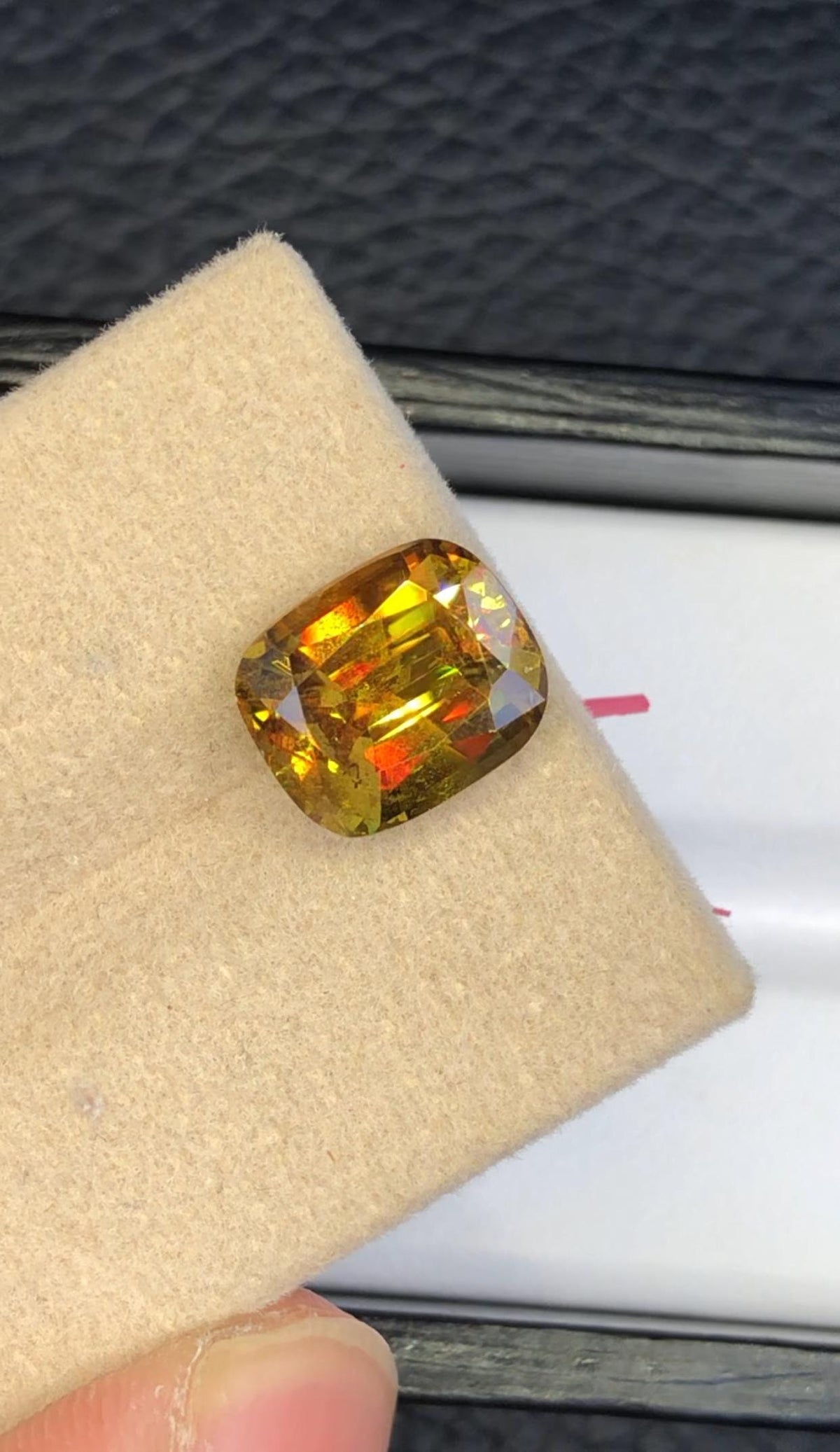 Cushion Cut Sphene Gemstone: 4.70 CT Rare Titanite with Trichroism